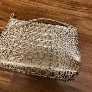 Gold Crocodile Embossed Brahmin Hobo Bag